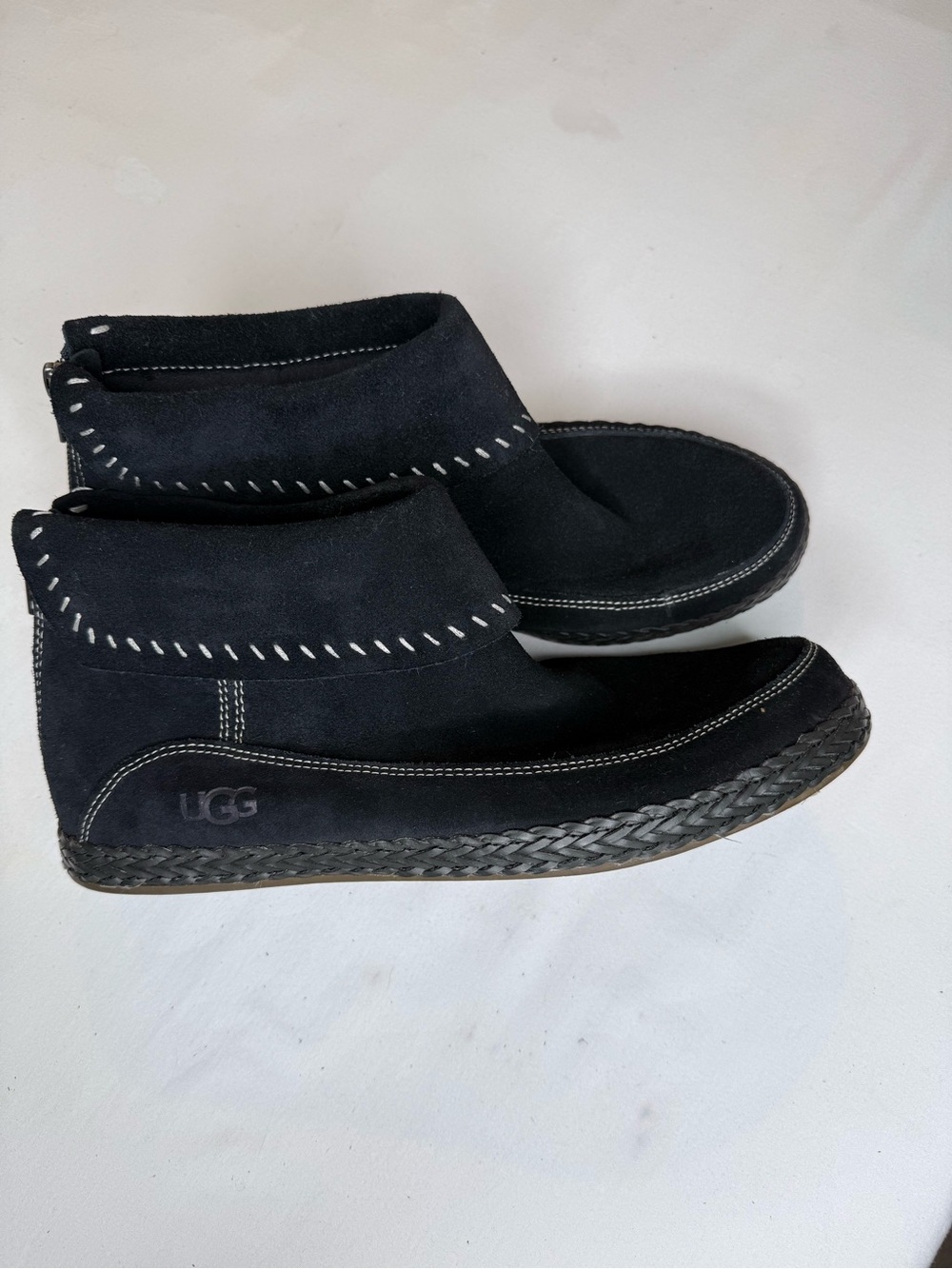 UGG Woman’s Black Suede Fold-Over Chukka Boots